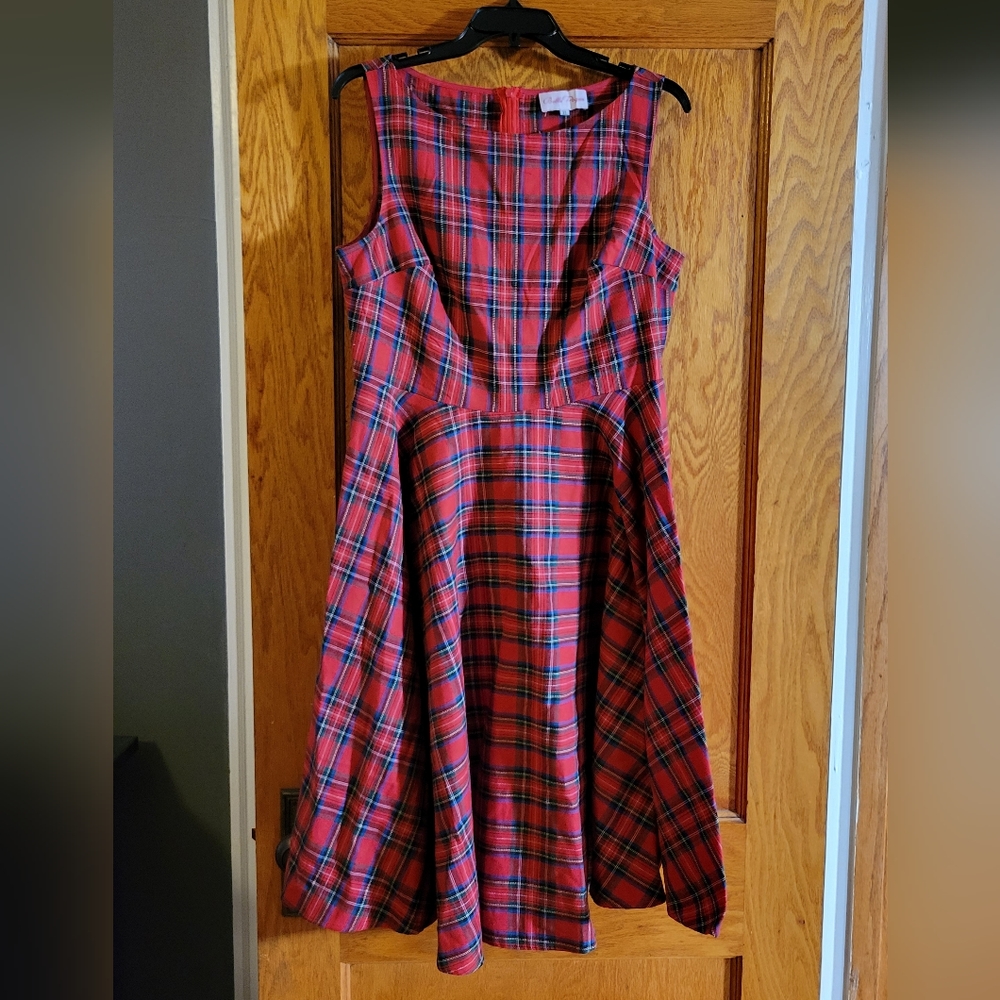 Retro style plaid holiday dress sz XL